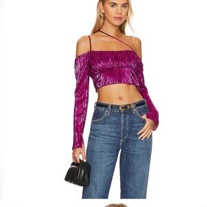 REVOLVE X House of Harlow 1960 Sydelle Cropped‎ Barbie Core Top Fuchsia Size XS